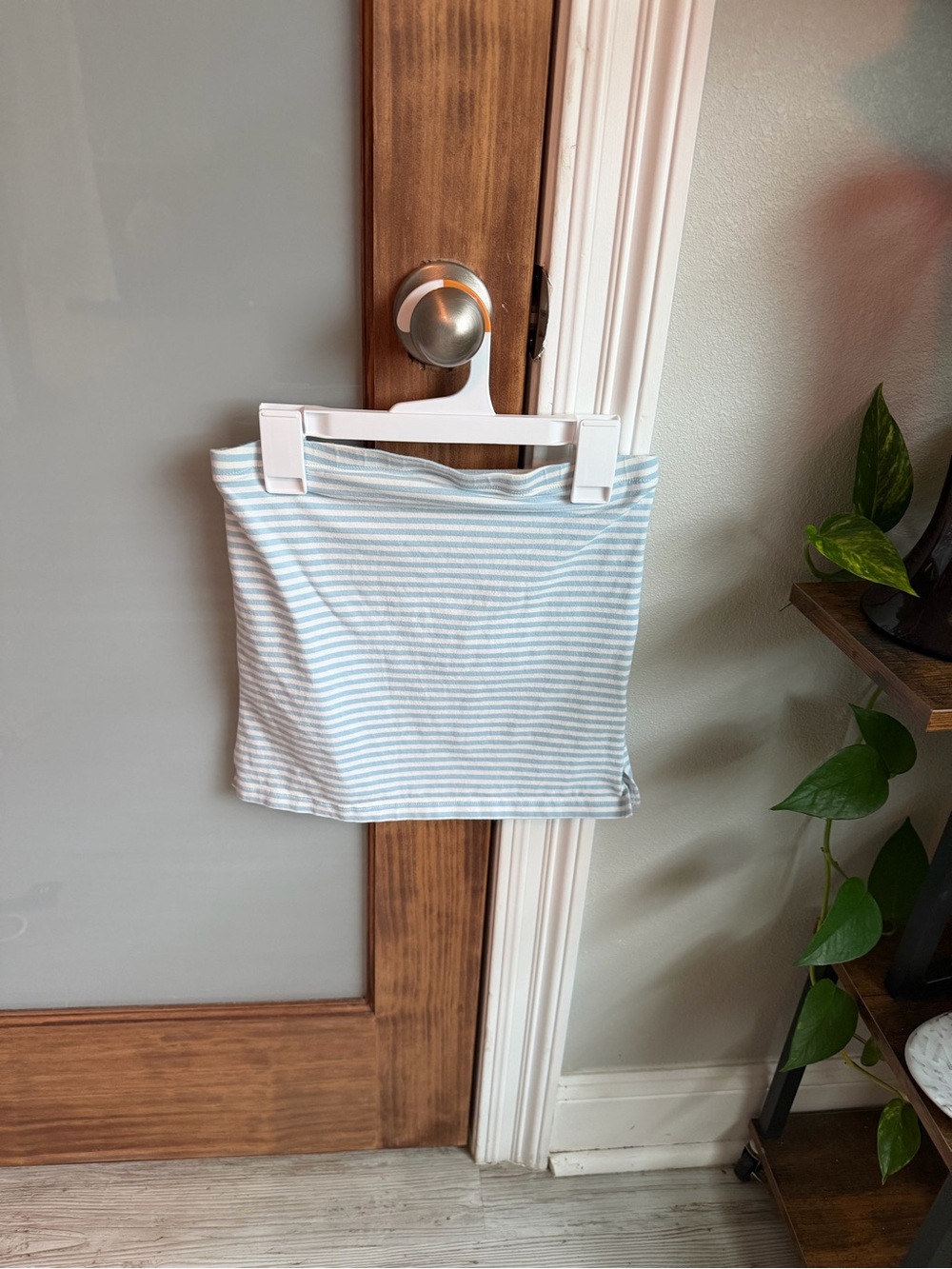 Light Blue & White Striped Tube Top